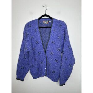 Paris Sport Club Universal Womens Buttons Purple Sweater Cardigan Vtg Size Large